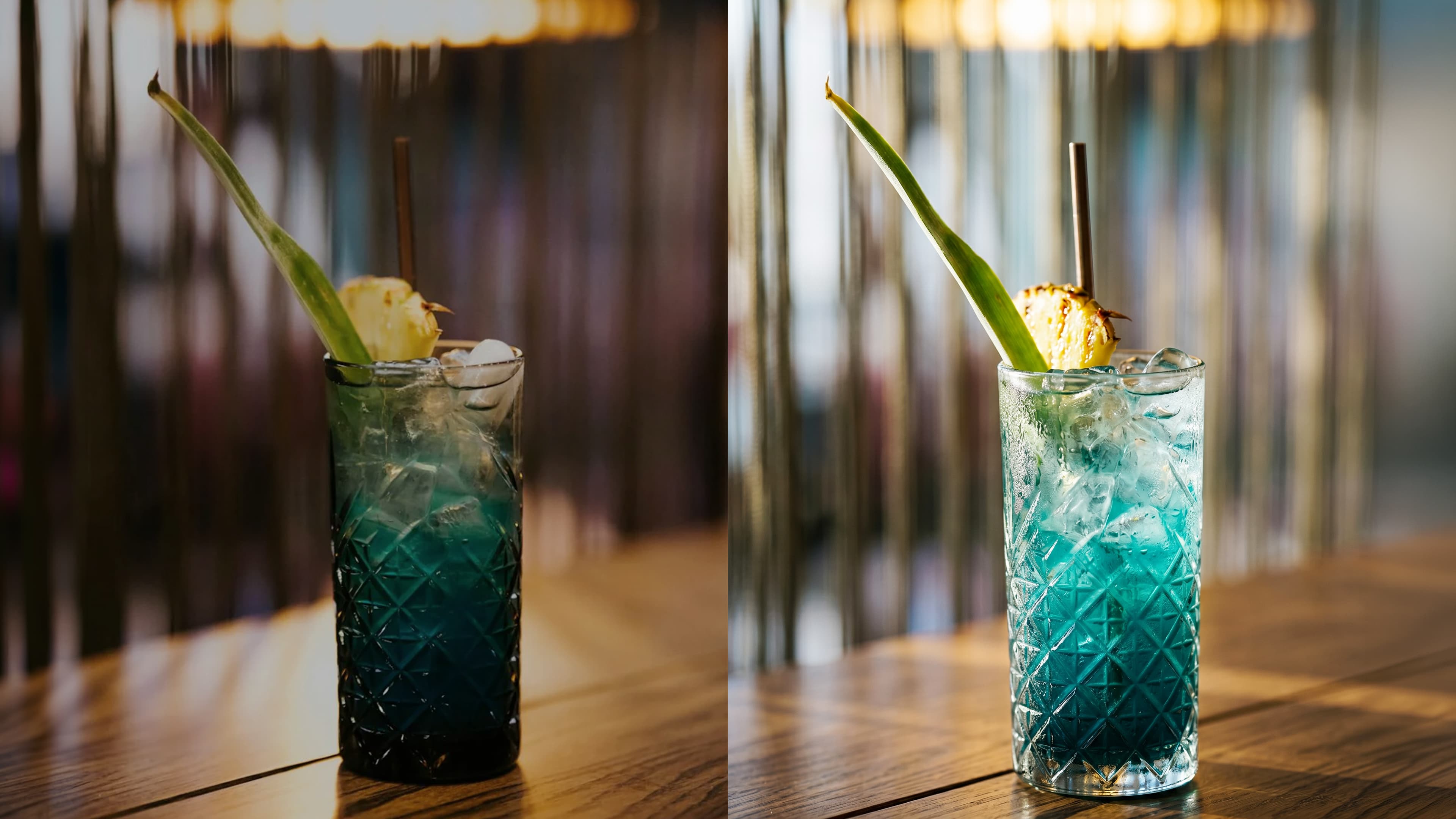 Before and after food photo enhancement