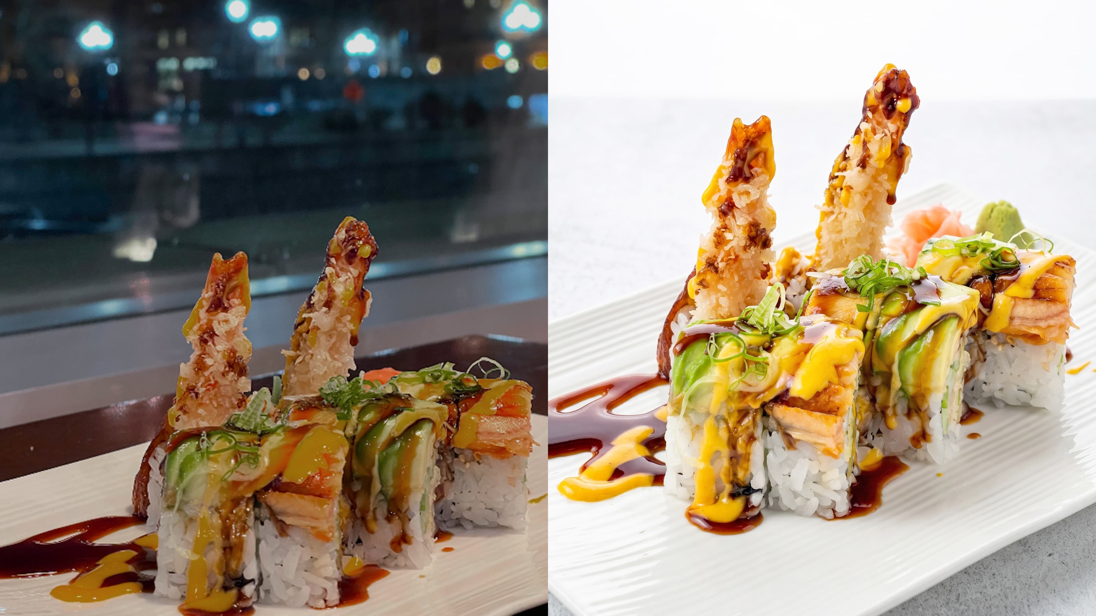 Before and after food photo enhancement