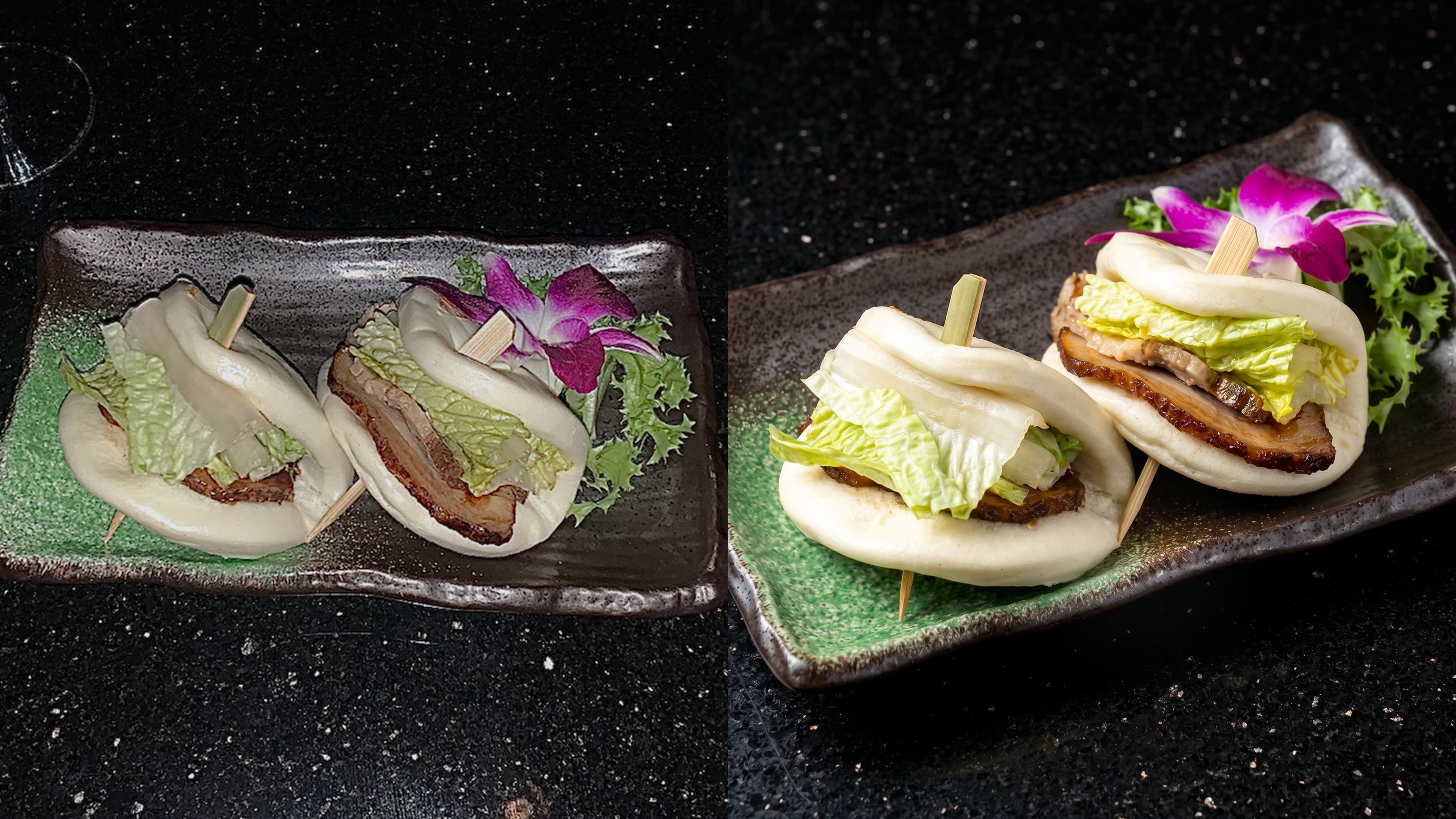 Before and after food photo enhancement