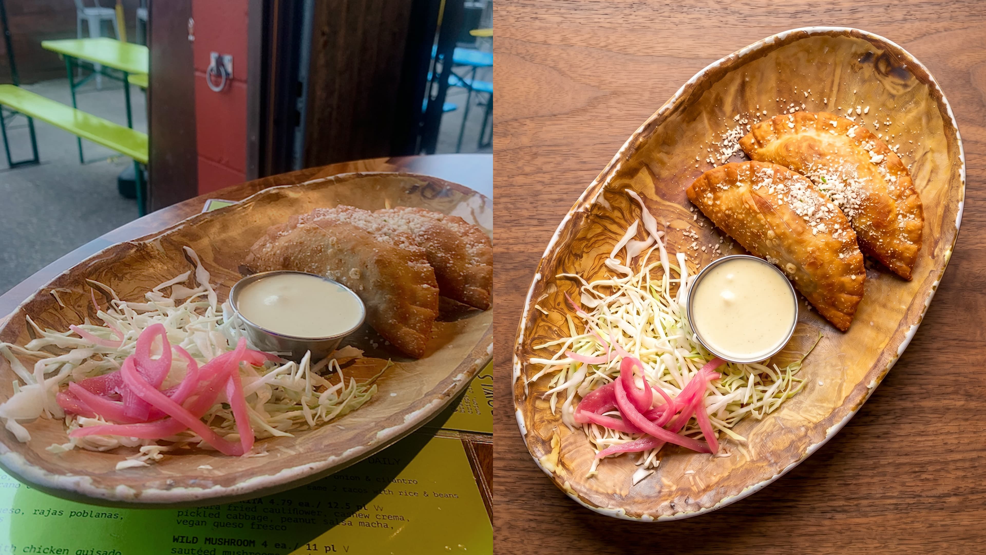 Before and after food photo enhancement