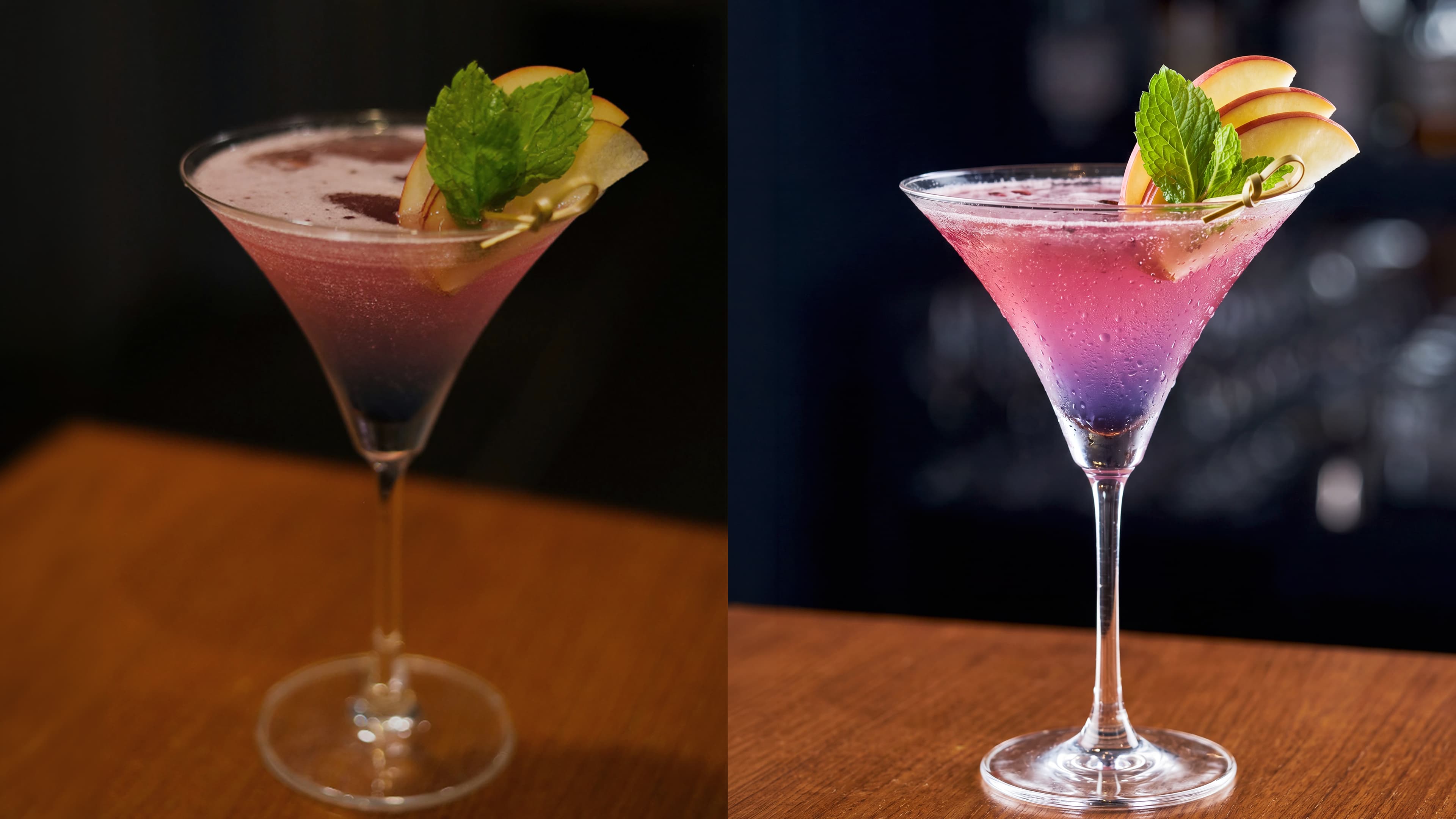 Before and after food photo enhancement