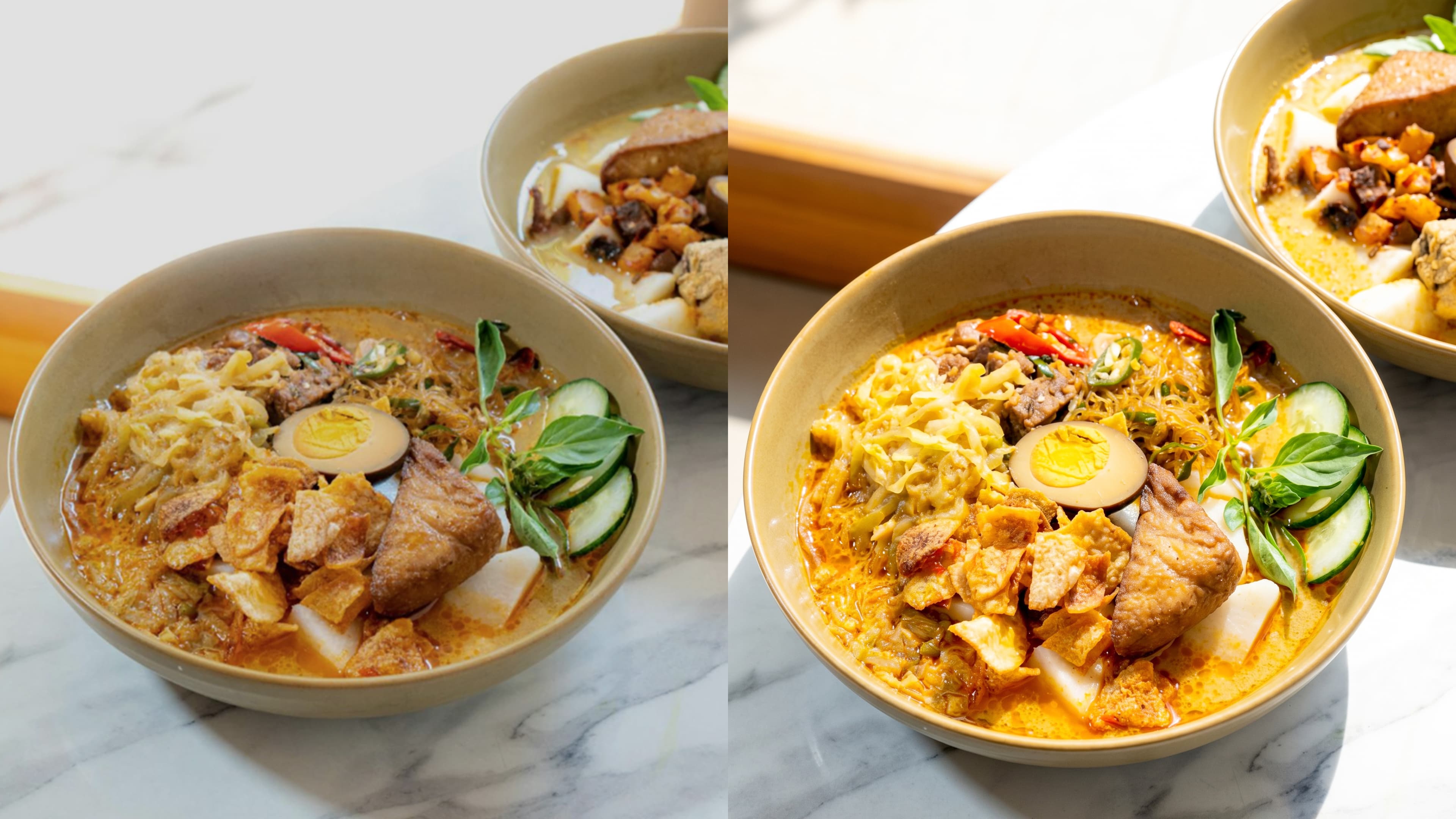 Before and after food photo enhancement