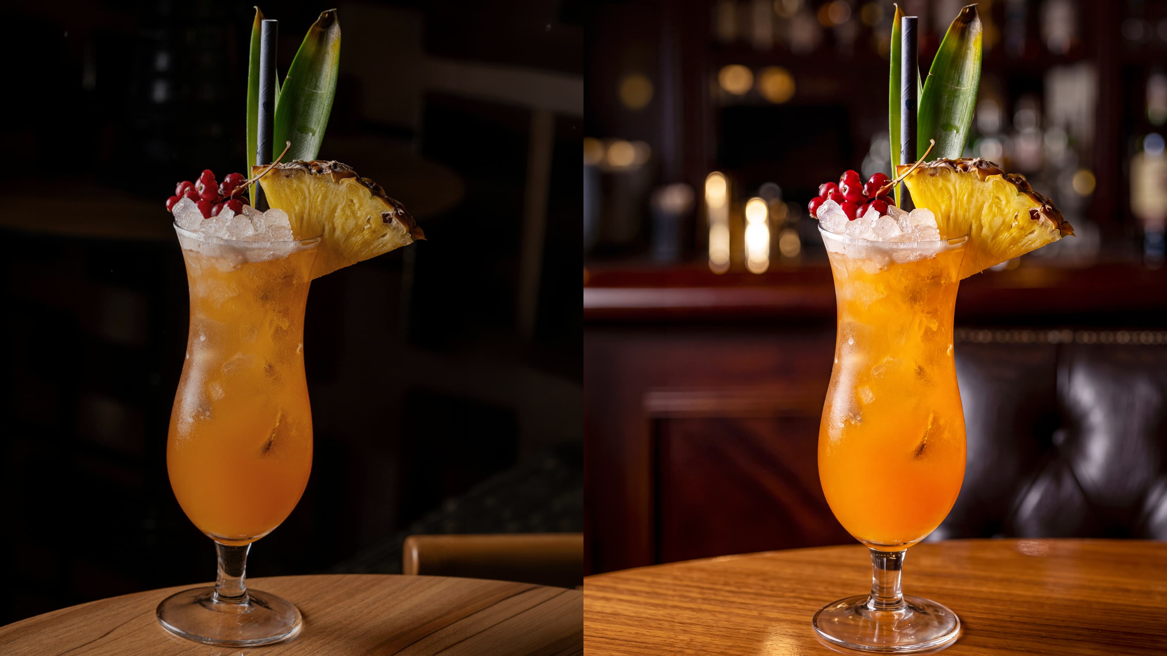 Before and after food photo enhancement