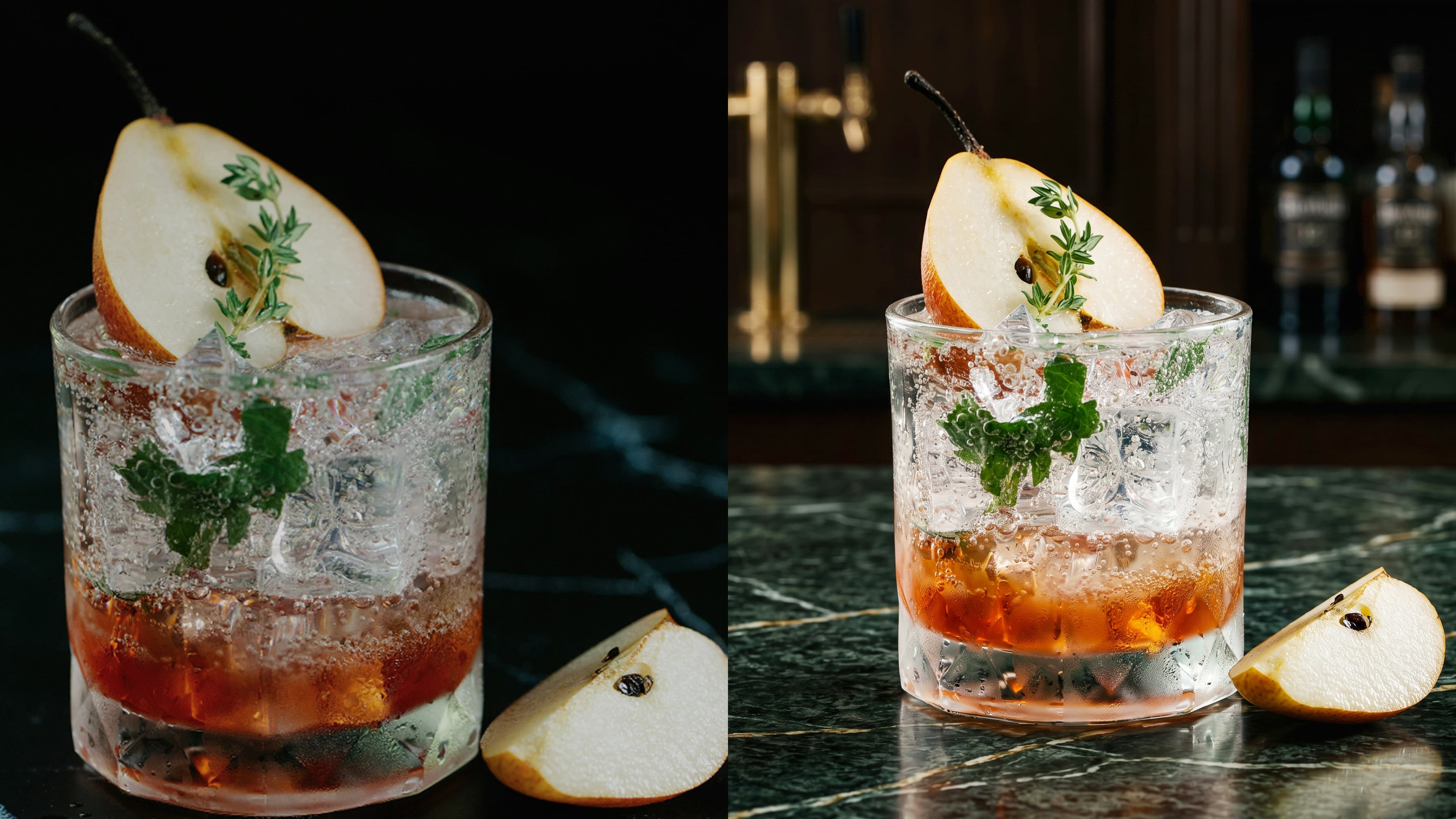 Before and after food photo enhancement