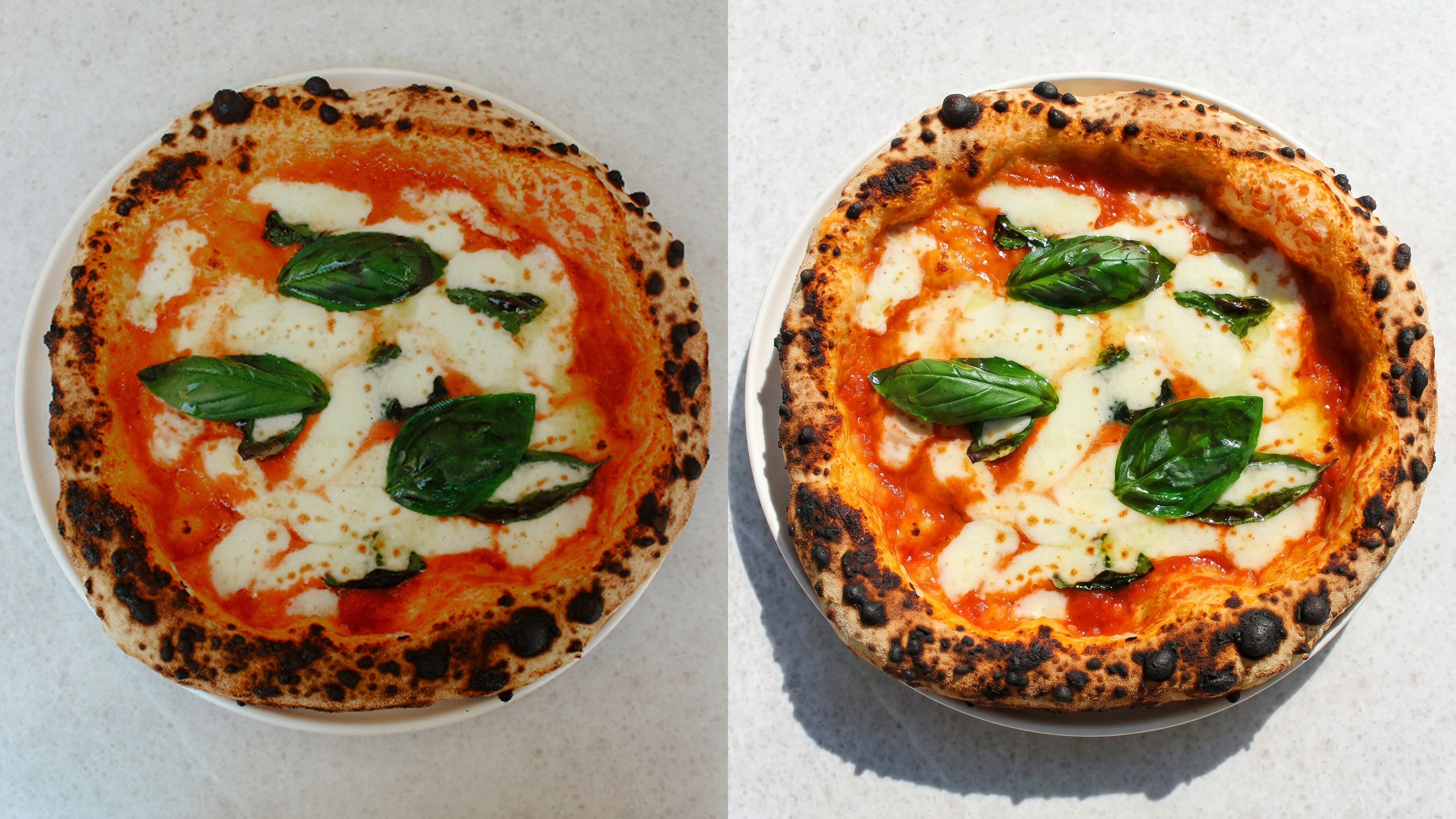 Before and after food photo enhancement